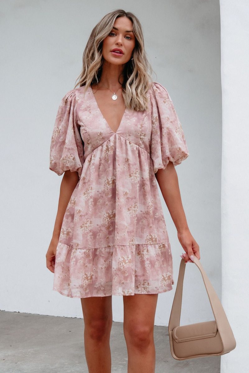 blush floral print mini dress 396923