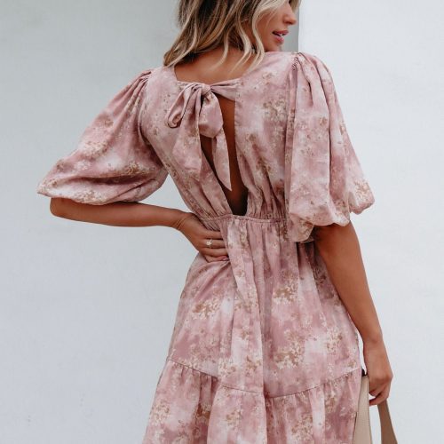 blush floral print mini dress 589658