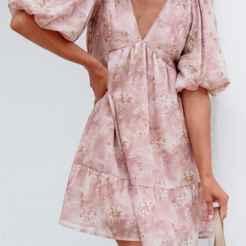 blush floral print mini dress 696633