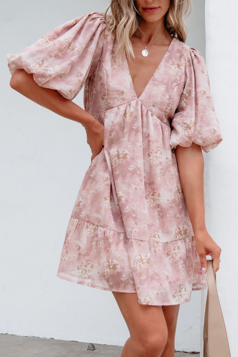 blush floral print mini dress 696633