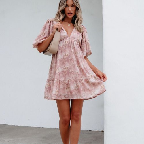 blush floral print mini dress 763705