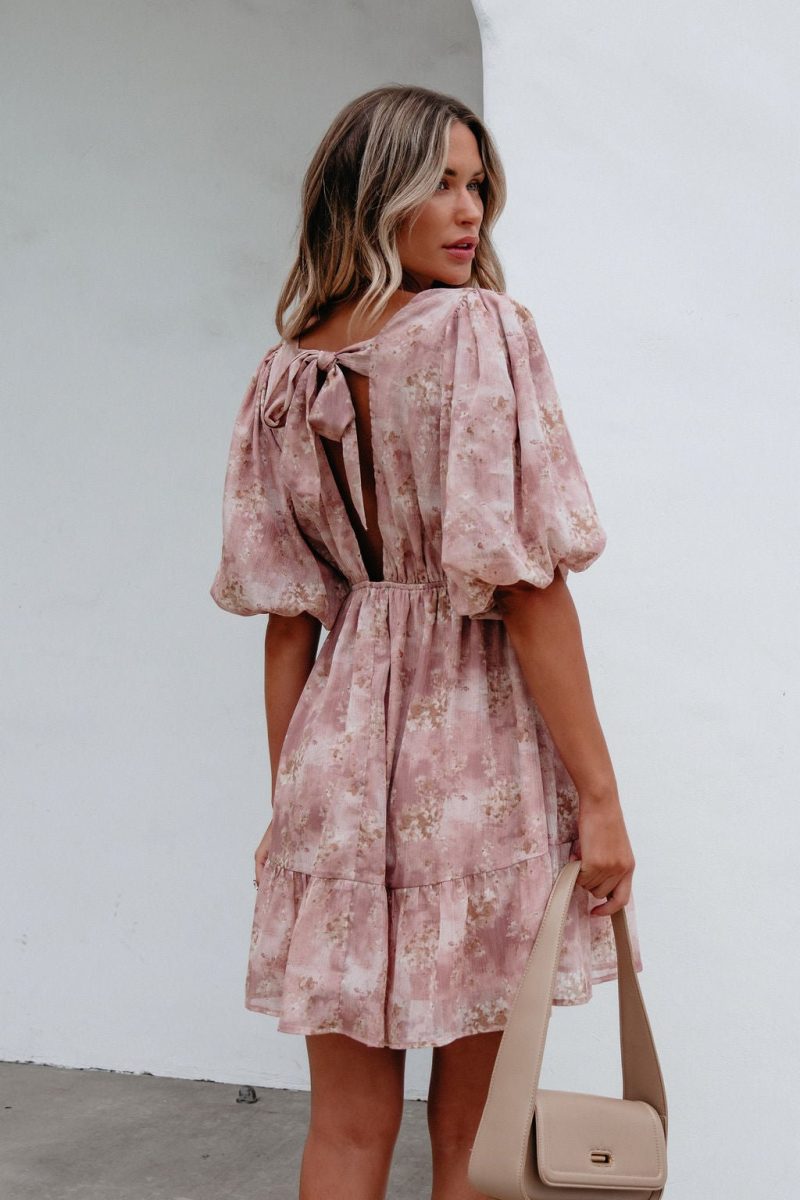 blush floral print mini dress 774761