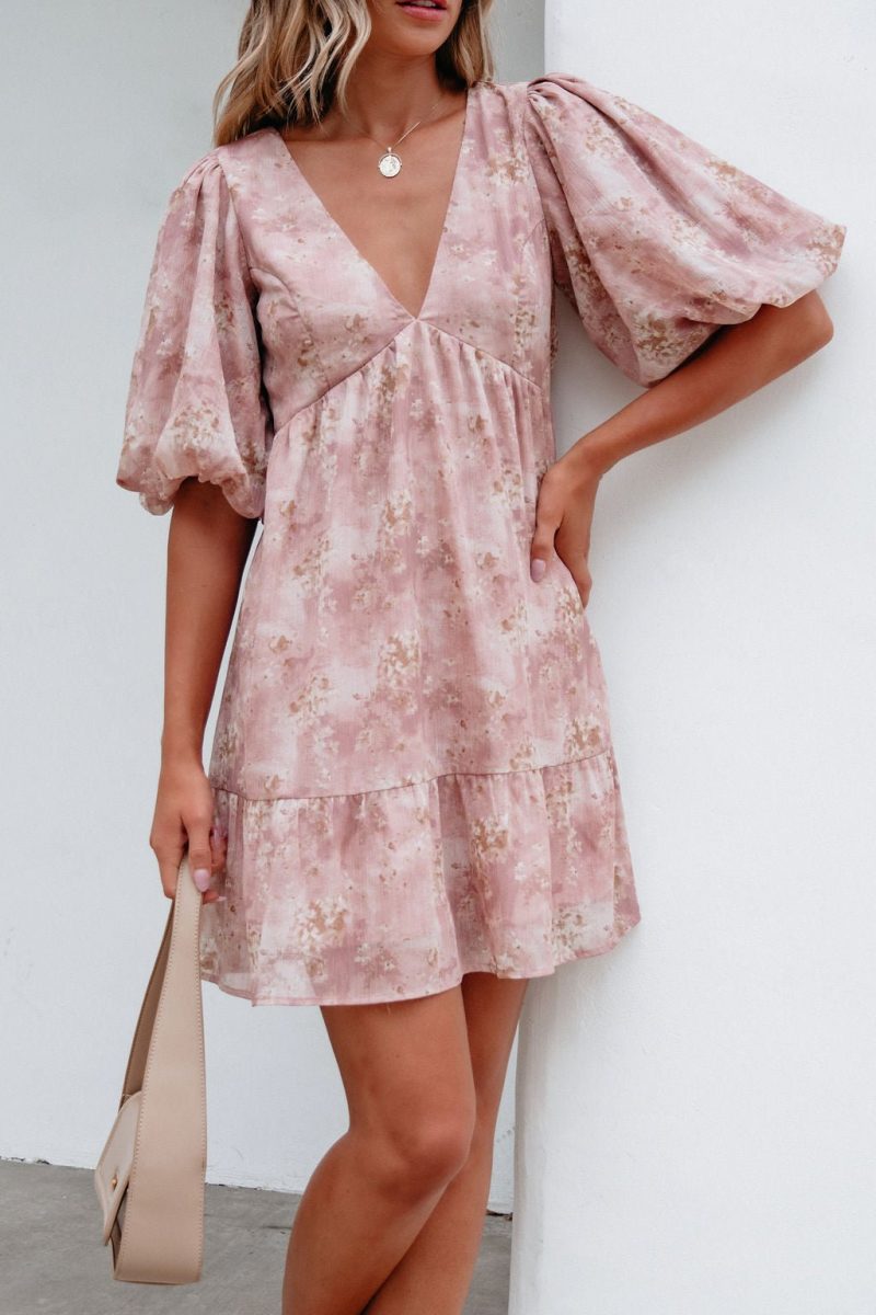 blush floral print mini dress 860397