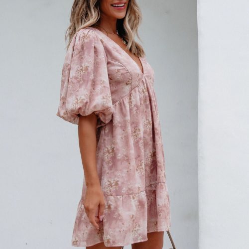 blush floral print mini dress 888596