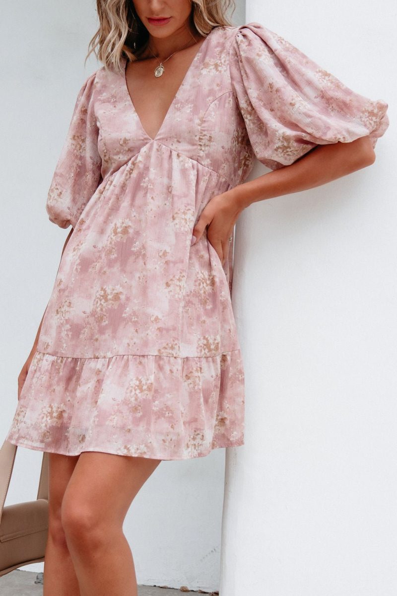 blush floral print mini dress 914842