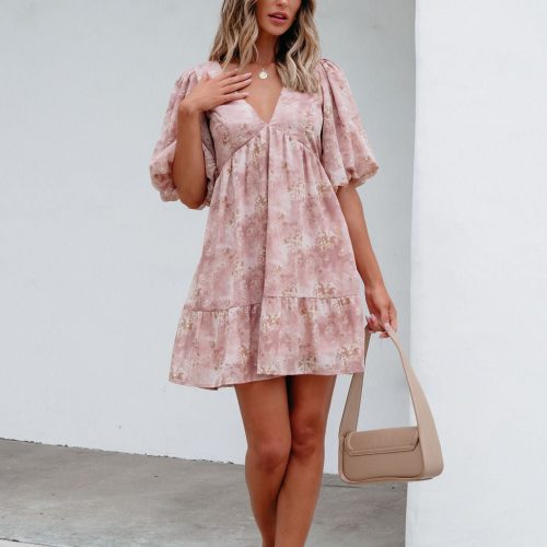 blush floral print mini dress 948263