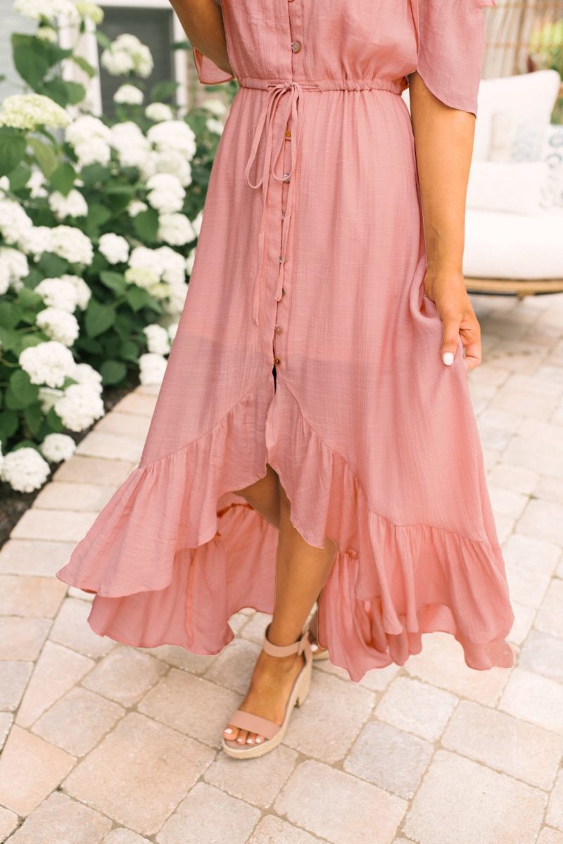 blush off the shoulder button down high low maxi 795677