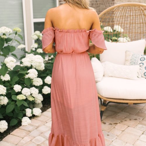 blush off the shoulder button down high low maxi 984970