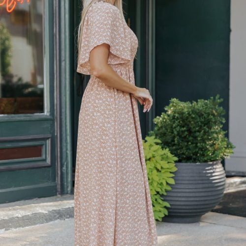 boho print smocked maxi dress clay 281186