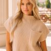 Bone Mock Neck Ribbed Sweater - Magnolia Boutique