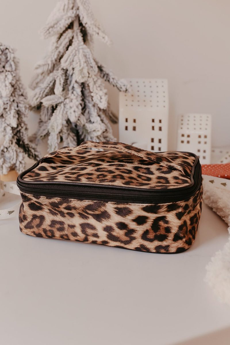 brown leopard print makeup jewelry case 694410