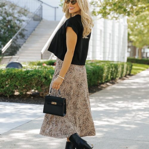 brown leopard print midi skirt 726249