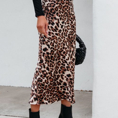 brown leopard print pencil skirt pre order 147876