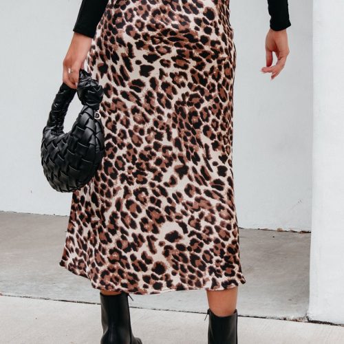 brown leopard print pencil skirt pre order 211463