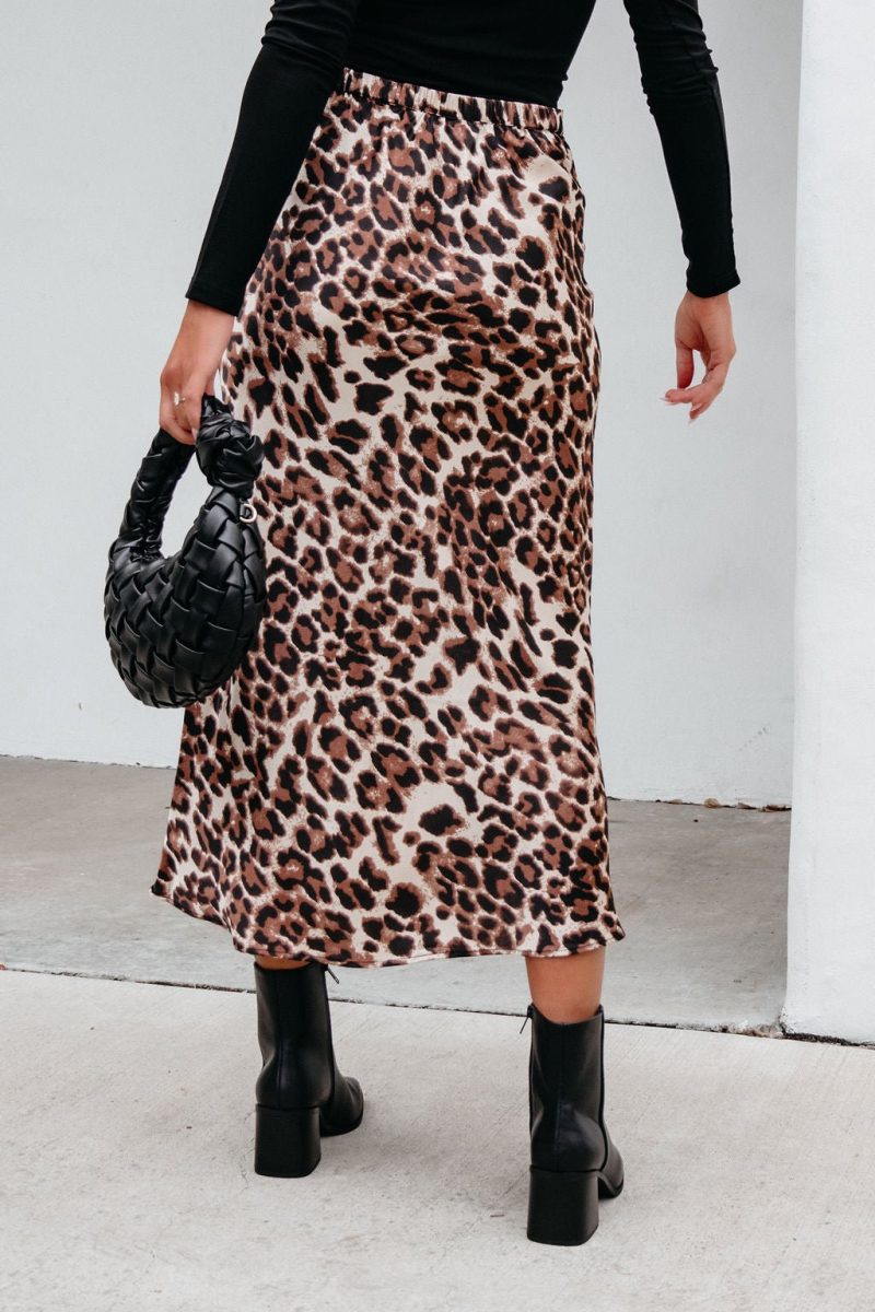 brown leopard print pencil skirt pre order 211463