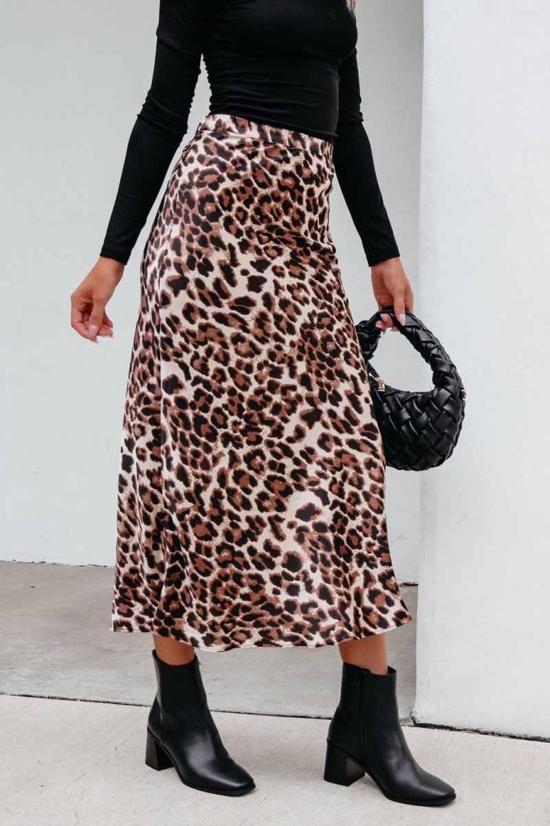 brown leopard print pencil skirt pre order 325841