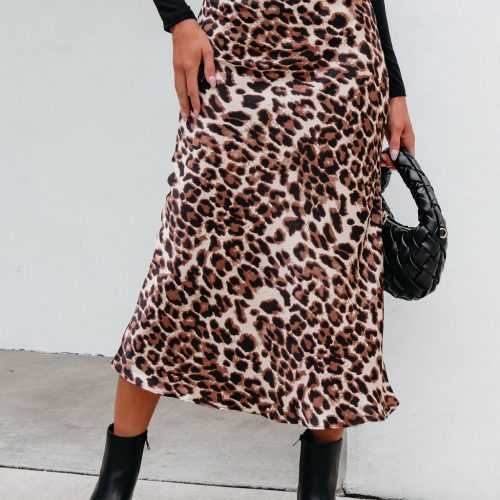 brown leopard print pencil skirt pre order 393590