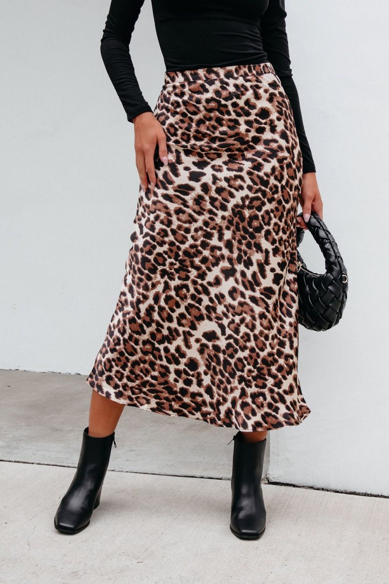 brown leopard print pencil skirt pre order 393590