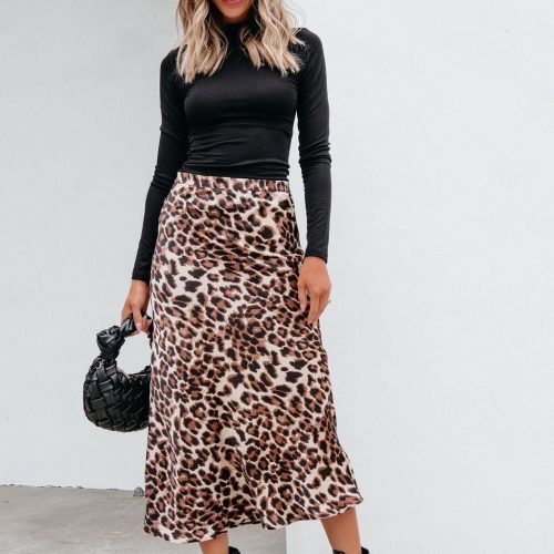 brown leopard print pencil skirt pre order 663329