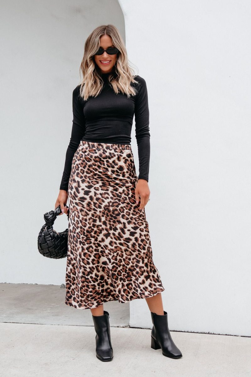 brown leopard print pencil skirt pre order 663329