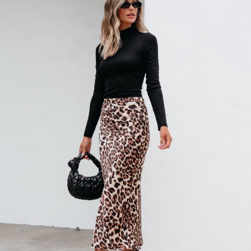 brown leopard print pencil skirt pre order 835630