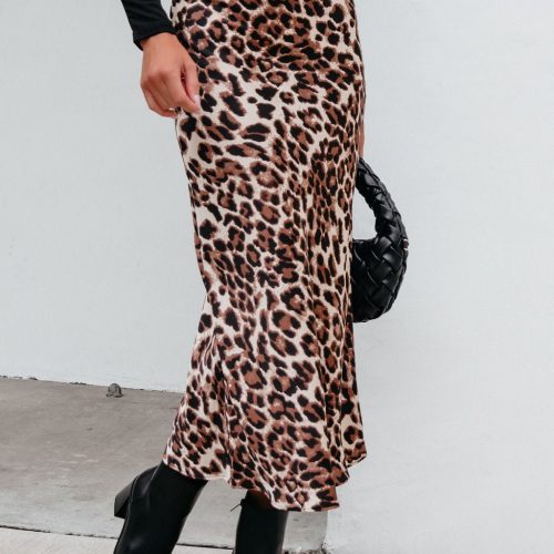 brown leopard print pencil skirt pre order 881390