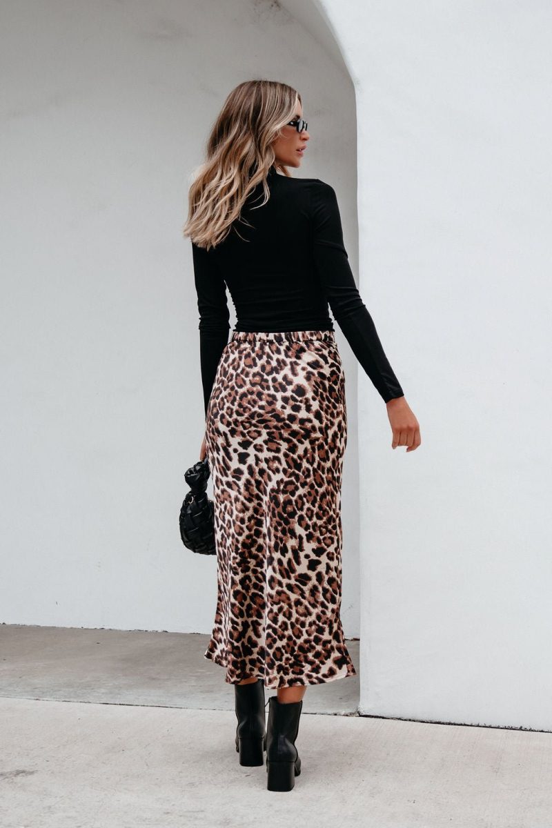 brown leopard print pencil skirt pre order 883684