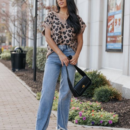 brown leopard print sweater vest pre order 720572