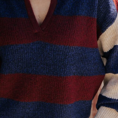 burgundy multi striped pullover sweater 179689