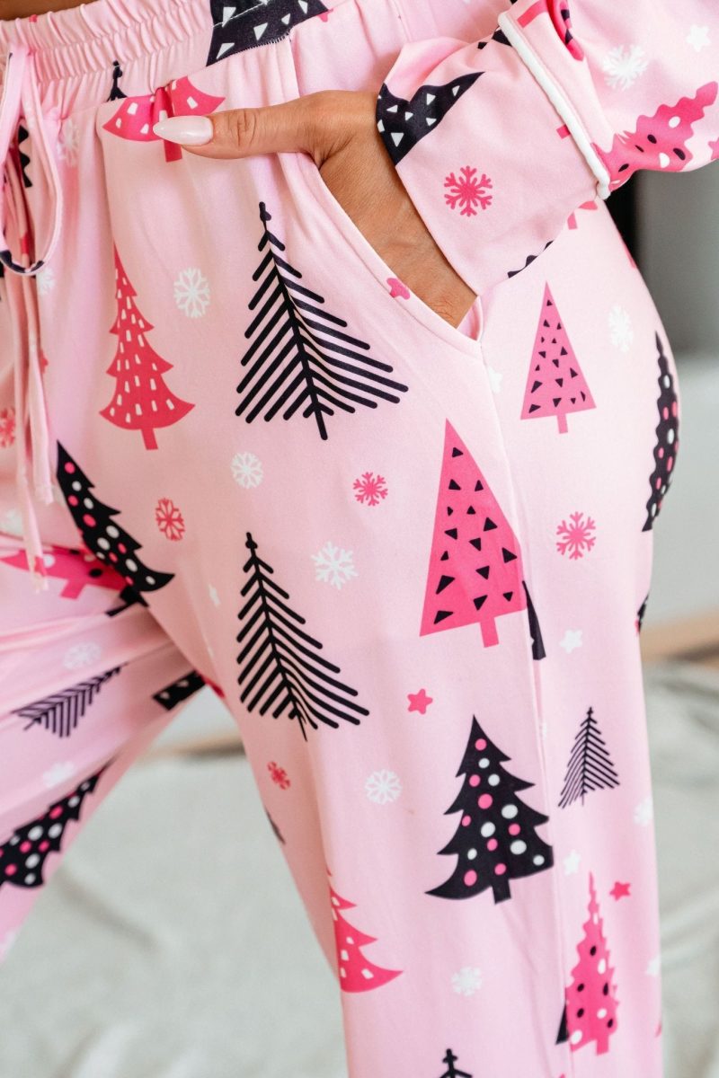 buttery soft pink christmas tree pajama set 612978