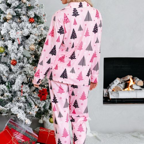 buttery soft pink christmas tree pajama set 741546