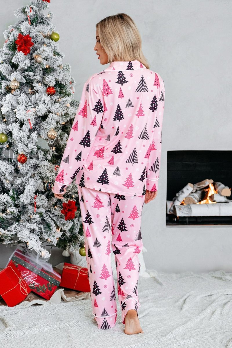 buttery soft pink christmas tree pajama set 741546