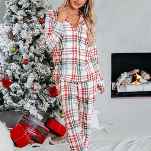 buttery soft red and green plaid pajama set 485902