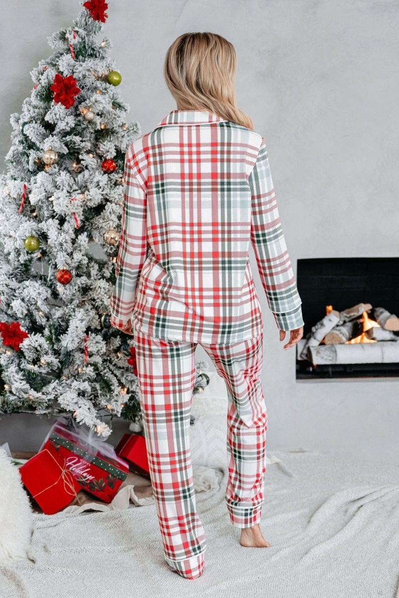 buttery soft red and green plaid pajama set 871513