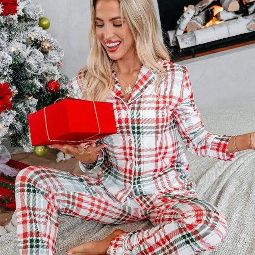 buttery soft red and green plaid pajama set 873079