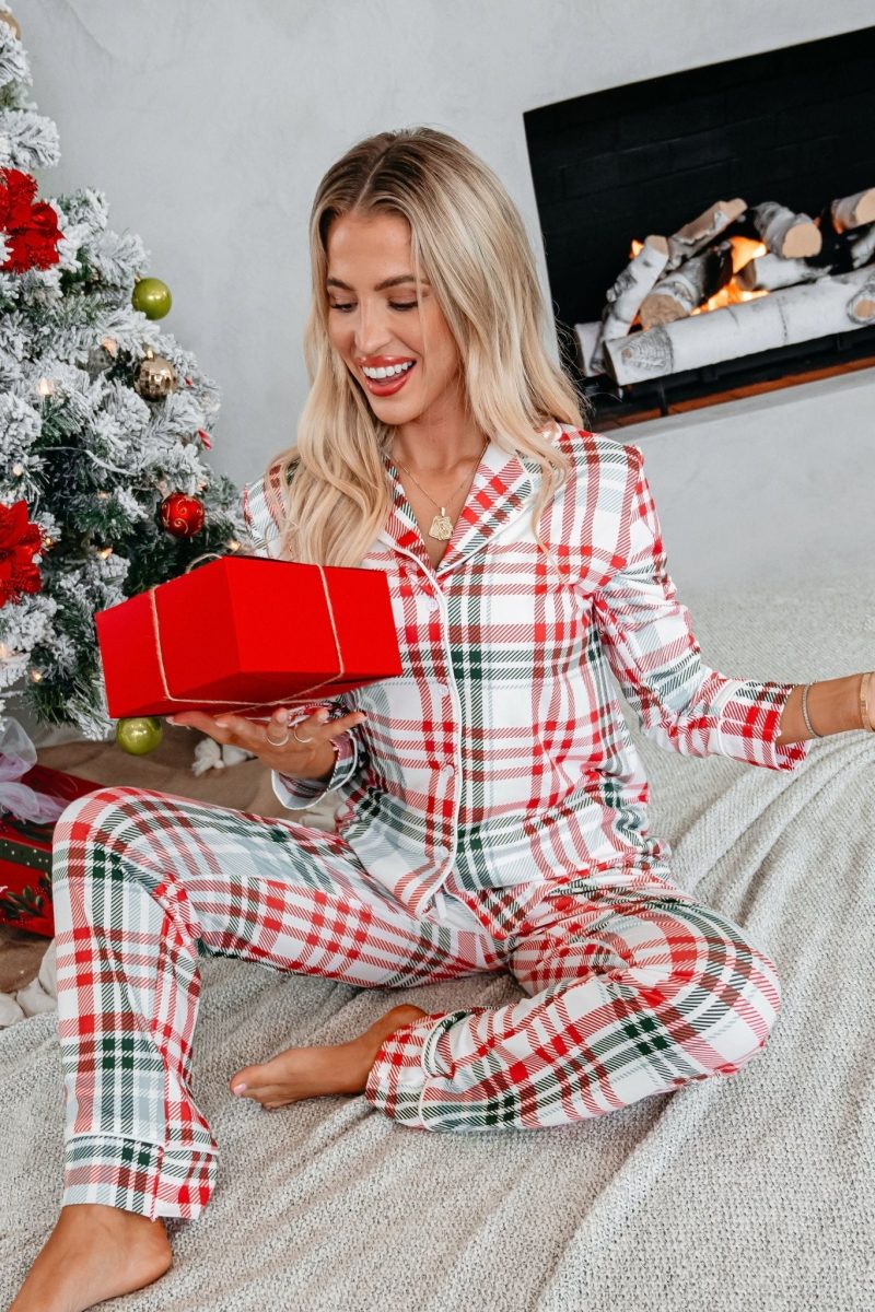 buttery soft red and green plaid pajama set 873079