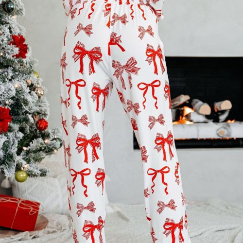 buttery soft red bow print pajama set 552193