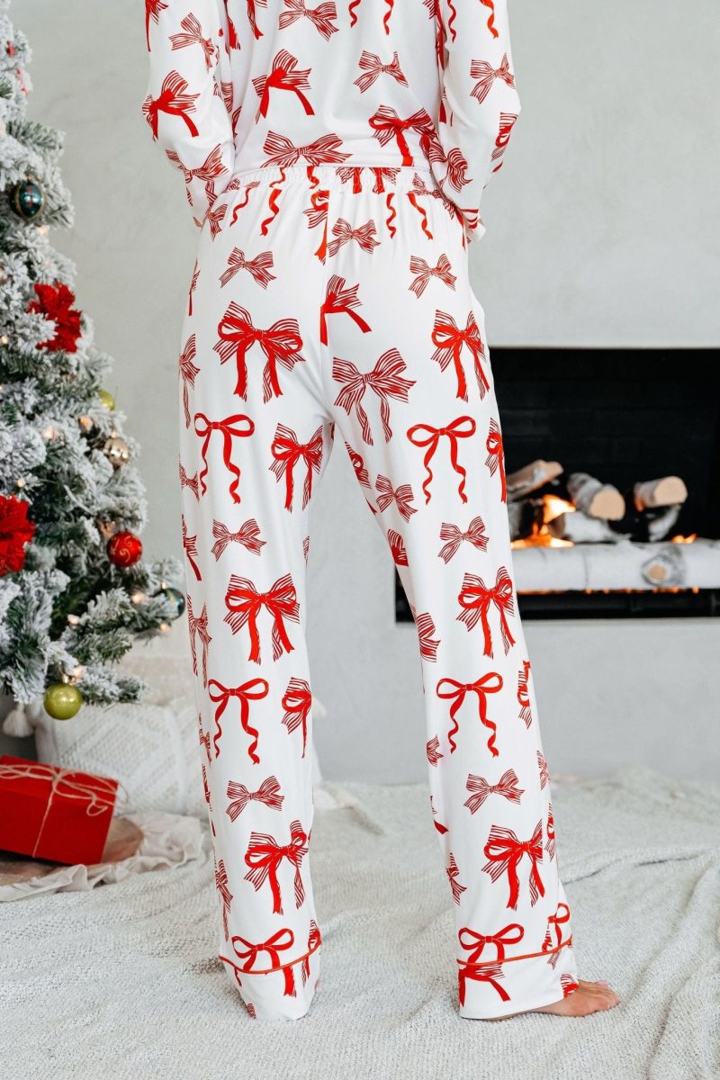 buttery soft red bow print pajama set 552193