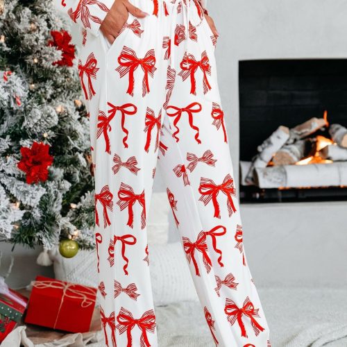 buttery soft red bow print pajama set 568004