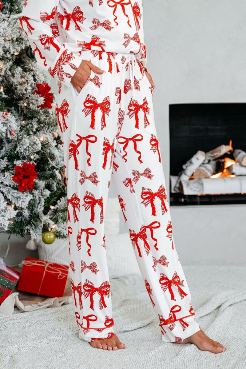 buttery soft red bow print pajama set 568004