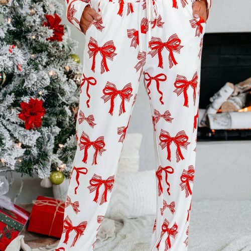 buttery soft red bow print pajama set 616685