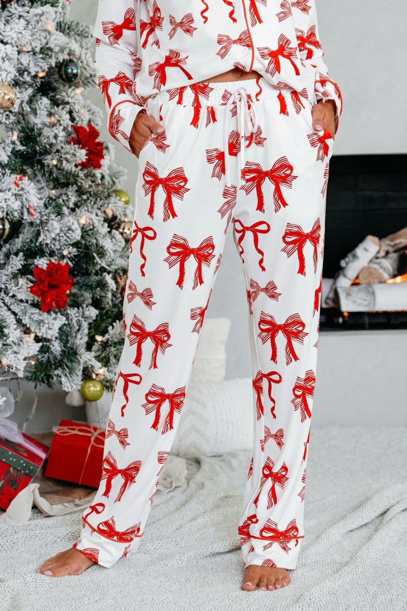 buttery soft red bow print pajama set 616685