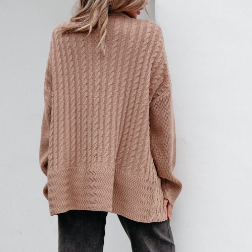 camel cable knit sweater cardigan 640516