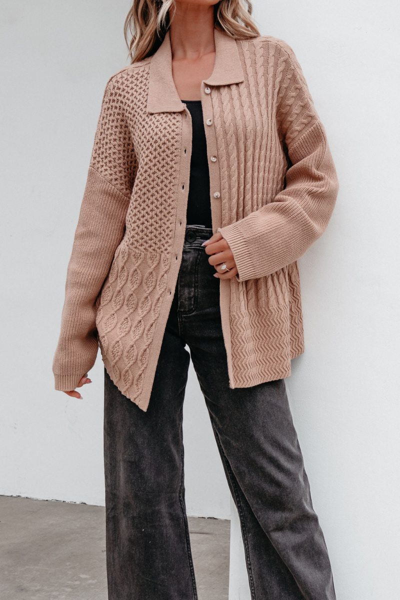 camel cable knit sweater cardigan 672900