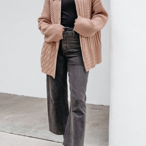 camel cable knit sweater cardigan 789867