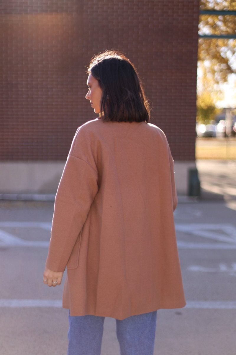 camel oversized long coat 407987