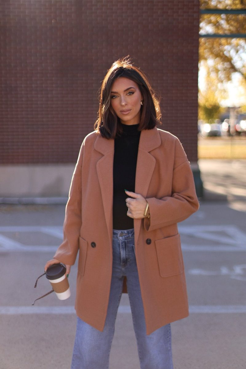 camel oversized long coat 589409