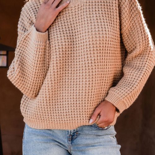 camel ribbed waffle knit sweater 440468