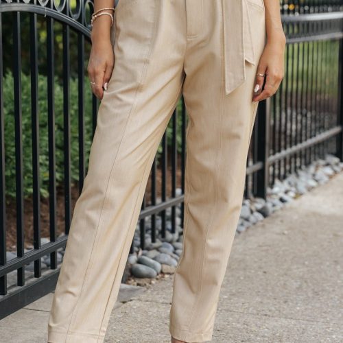 camel tie front trousers 114180