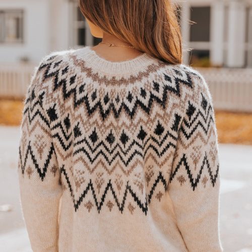 carolina beige fair isle crewneck sweater 404012